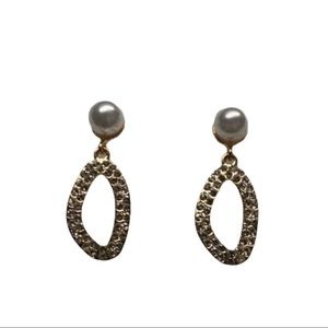 Pearl & Simulated Gold plated Tear Drop Earrings